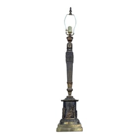 Vintage Table Lamp With Brass Greek Figure Reliefs