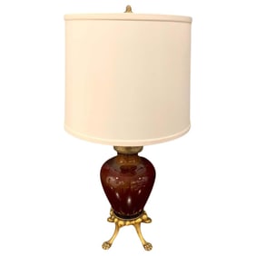 Early 20th Century Sang De Boeuf, Ormolu Mounted Vase by Rookwood 1936 Now as a Lamp, Dark Glaze