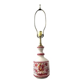 1970s Mid-Century Porcelain Red Rooster Lamp