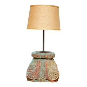 Antique Indo-French Architectural Column Lamp