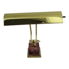 Brass Glass and Marble Desk Lamp