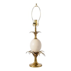 Maison Charles. Brass & Ostrich Egg Lamp, 1960