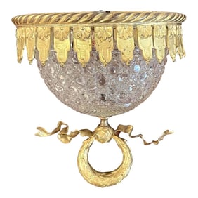 Early 20th Century Antique French Ormolu Mounted Baccarat 'Atrib.' Crystal Flush Mount Chandelier