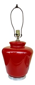Mid Century Red Glass Table Lamp