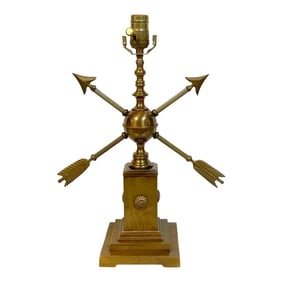 1950s French Modern Patinated Brass Arrow Motif Lamp in the Style of Adnet