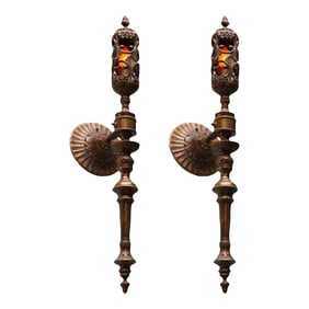 19th Century Palatial Large Wall Torchieres Sconces from A Chateau - a Pair