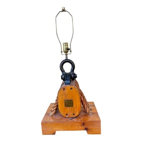 Vintage Triple Wood Block & Tackle Lamp