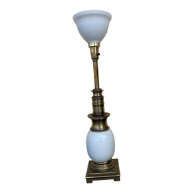 1950s Ostrich Egg and Vintage Brass Table Lamp Stiffel Style