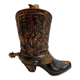 Vintage Table Cowboy Copper Boot Lighter With Spur