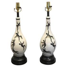 Mid 20th Century Italian Mid-Century Figural Lamps, in the Manner of Ernestine - a Pair