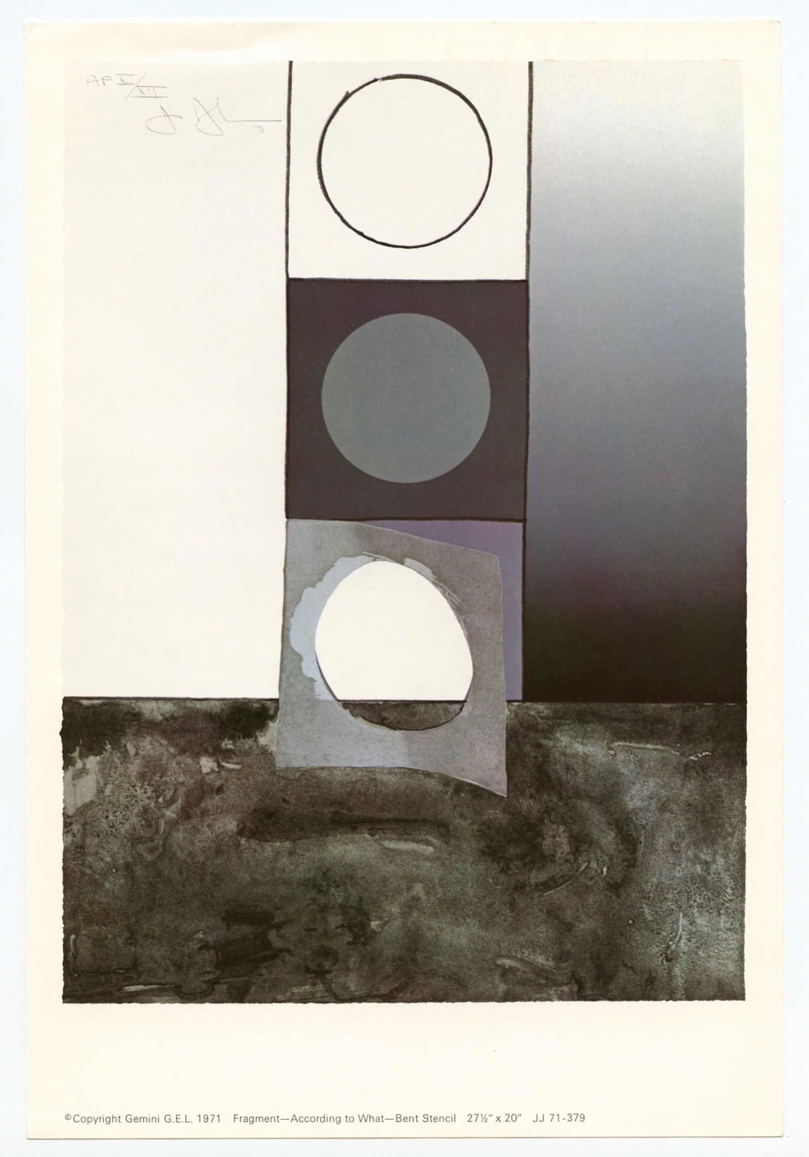 Jasper Johns "Fragment - According to What - Bent Stencil" 1971 (1 of 1)