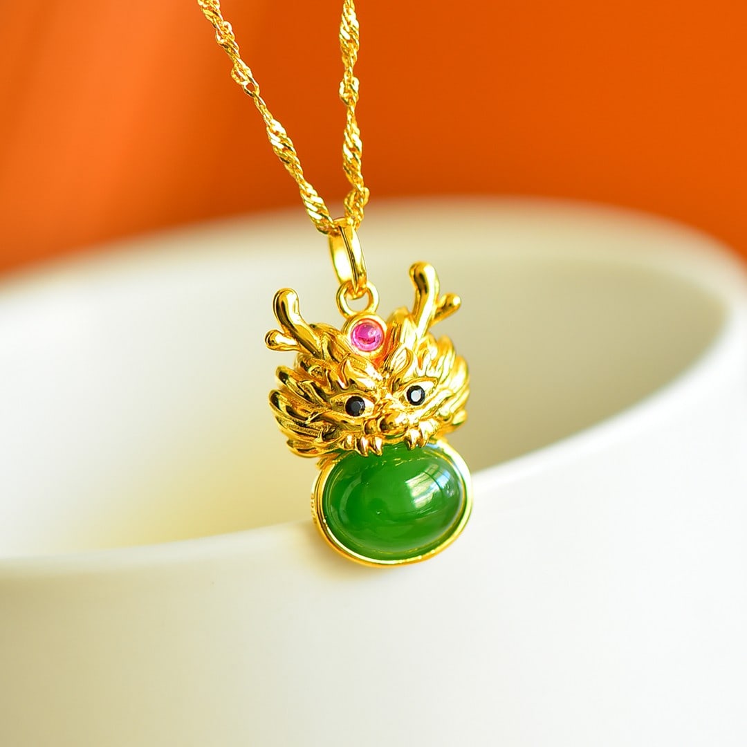 Chinese 925 Silver Inlay Green Hetian Jade Carved Fortune Dragon Pendant: Title: Chinese 925 Silver Inlay Green Hetian Jade Carved Fortune Dragon Pendant Origin: Chinese Date/Period: After2020 Materials: Hetian Jade,Silver Dimensions: 8 x 10 (mm) 0.31 x 0.39 (inches) Reserv