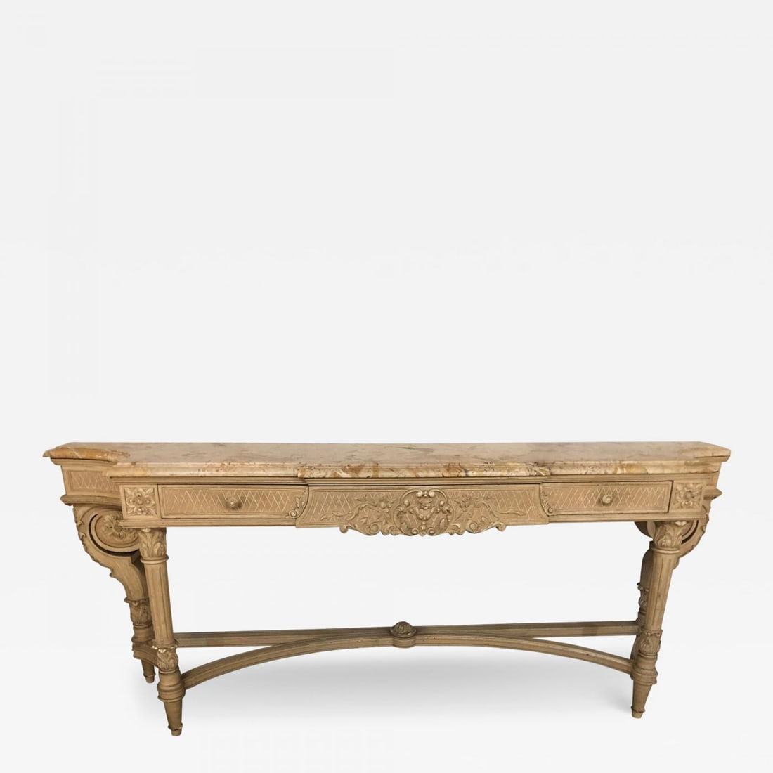 Antique Louis XVI Style Maison Jansen Marble-Top Sideboard or Console Table: Title: Antique Louis XVI Style Maison Jansen Marble-Top Sideboard or Console TableDescription: Antique Louis XVI Style Maison Jansen marble-top sideboard or console table. This large and impressive or