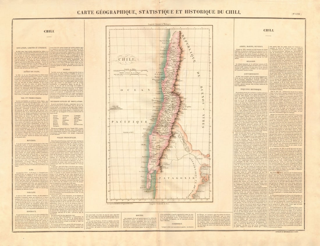 Chili'. Chile pre-Magallanes Aisen Arica Tarapaca acquisitions. BUCHON 1825 map (1 of 1)