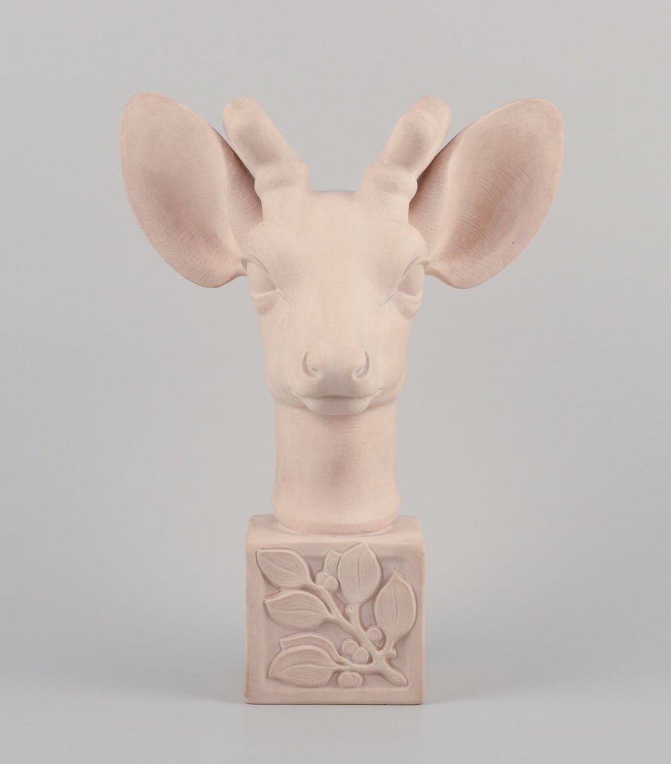 Svend Lindhart, Denmark. Large sculpture of deer on a plinth. Dated 1944 (1 of 9)