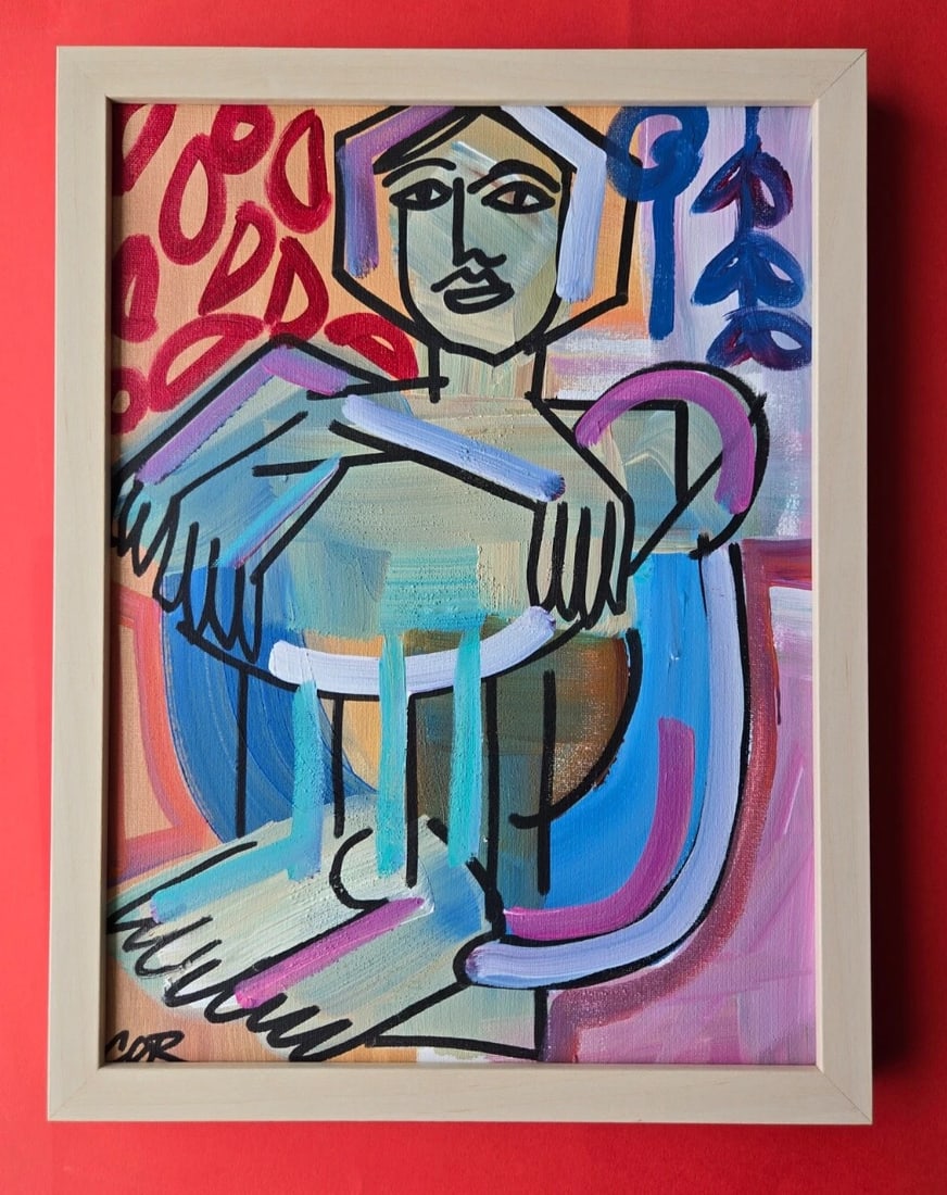 CORBELLIC + ARE YOU SERIOUS? 12X16 ABSTRACT GALLERY HOME FINE ART COLLECTIBLE: Original Painting by Corbellic – Bold Expressionist | Framed 12x16" Bring color, intensity, and personality into your space with this stunning original painting by Corbellic — a rising nam