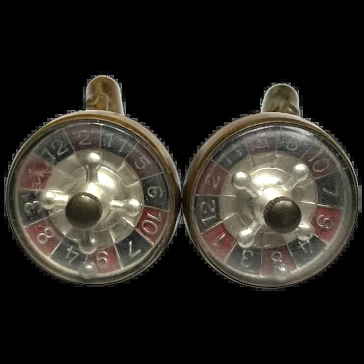 Vintage 1950's Spinning Roulette Wheel Cuff Link Set (1 of 9)
