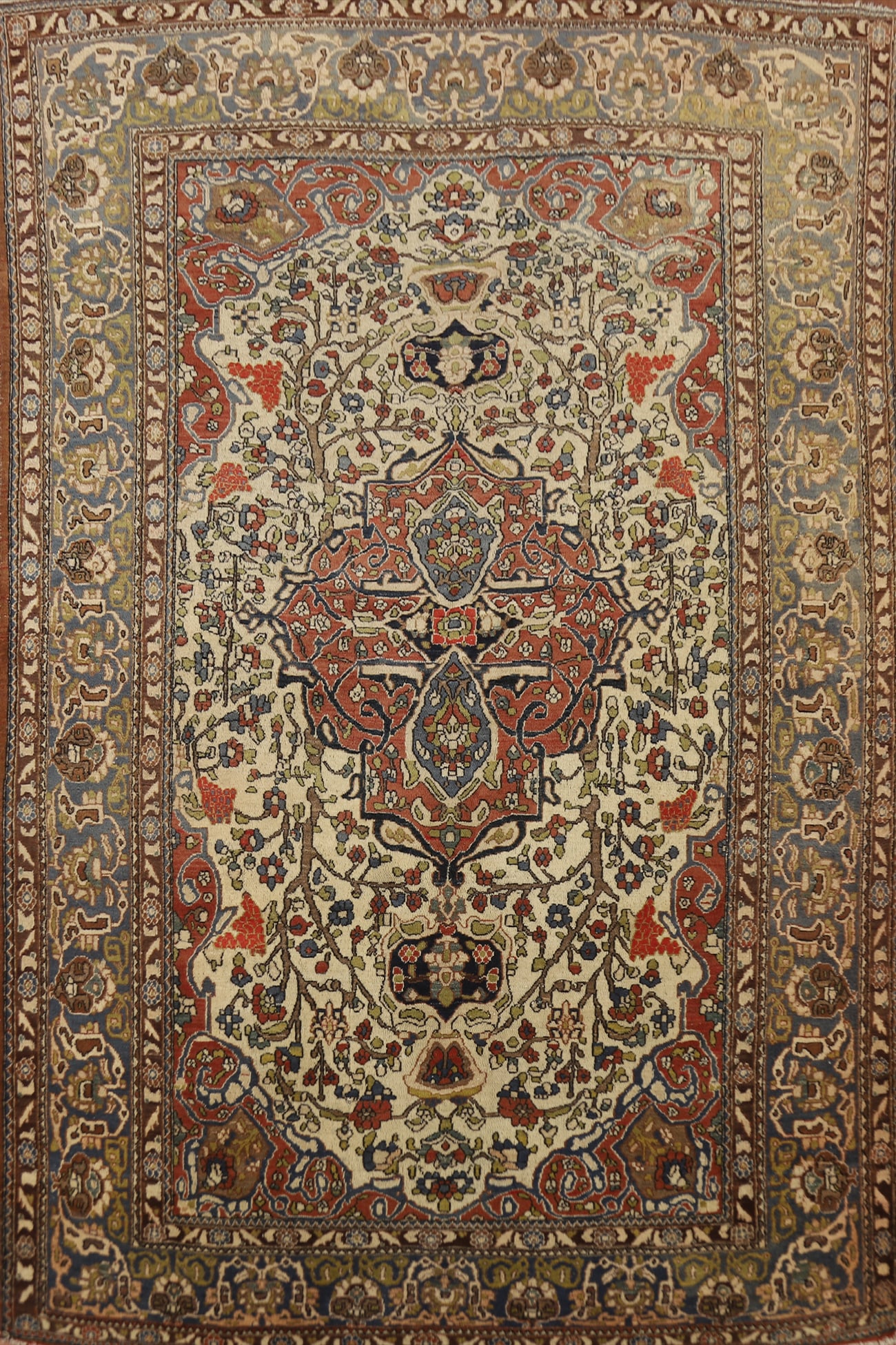 Pre-1900 Vegetable Dye Sarouk Farahan Persian Rug 5x7: Title: Pre-1900 Vegetable Dye Sarouk Farahan Persian Rug 5x7 Description:A Beautiful Genuine Iran ( Persia ) Sarouk (Farahan) rug is Hand Knotted by skillful weavers in Iran ( Persia ) wi