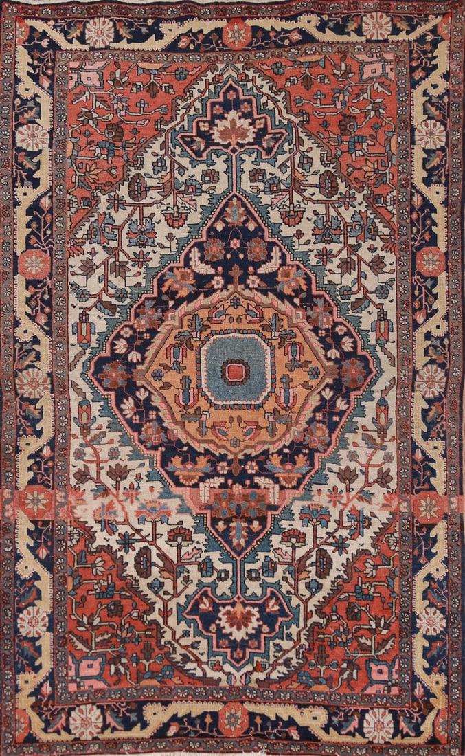 Pre-1900 Vegetable Dye Sarouk Farahan Persian Rug 4x7: Title: Pre-1900 Vegetable Dye Sarouk Farahan Persian Rug 4x7 Description:A Beautiful Genuine Iran ( Persia ) Sarouk (Farahan) rug is Hand Knotted by skillful weavers in Iran ( Persia ) wi