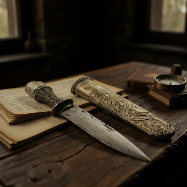 Antique Southeast Asian Ceremonial Dagger with Carved Dragon Scabbard (1 of 1)