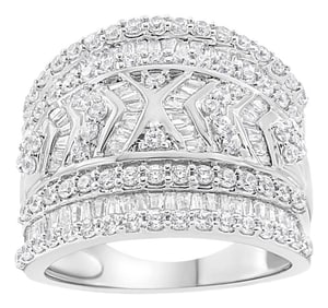 .925 Sterling Silver 2.0 Cttw Diamond Edge Multi-Row Ring Band ( J-K Color, I3 Clarity) - Ring Size