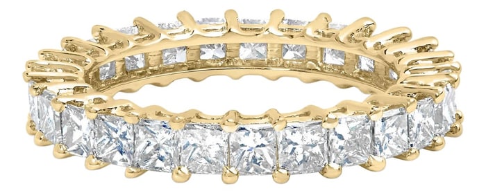 14K Yellow Gold 3.0 Cttw Shared Prong-Set Princess-cut Diamond Eternity Band Ring (H-I Color, SI1-SI