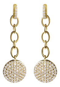 14K Yellow Gold 1.0 Cttw Diamond Chain Cluster Dangle Chain Earrings (I-J Color, I1-I2 Clarity)