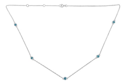 Sterling Silver Treated Diamond By Yard Necklace (1/2 cttw, Blue Color, I2-I3 Clarity)