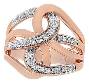 10K Rose Gold 1/2 Cttw Round-Cut Diamond Intertwined Multi-Loop Cocktail Ring (I-J Color, I1-I2 Clar