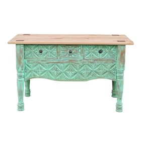 1950s Mint Green Moorish Carved Console