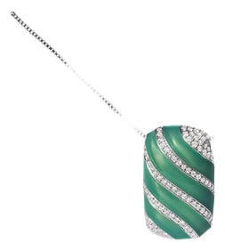 .925 Sterling Silver Turquoise Enamel and 1/2 Cttw Diamond Block 18" Pendant Necklace (F-G Color, VS