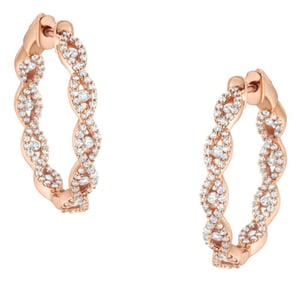 10K Rose Gold Diamond Hoop Earring (1 cttw, H-I Color, I1-I2 Clarity) - 2 Pieces