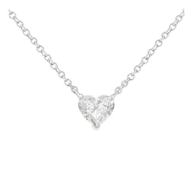 14k White Gold 1/4 Cttw Lab Grown Heart Shape Diamond Solitaire 18" Pendant Necklace (E-F Color, SI1