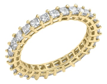 14K Yellow Gold 2.00 Cttw Shared Prong Set Princess Cut Diamond Eternity Band Ring (J-K Color, SI1-S