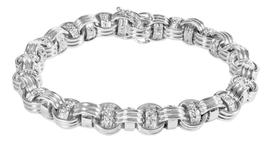 14K White Gold 1/2 Cttw Diamond Knotted Byzantine Link Bracelet (H-I Color, I2-I3 Clarity) - 7" Inch