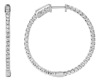14K White Gold 1 1/2 Cttw Lab Grown Diamond Inside Out Hoop Earrings (G-H Color, VS2-SI1 Clarity)