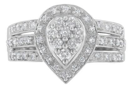 10K White Gold Diamond Cocktail Teardrop Ring (1/2 Cttw, H-I Color, SI2-I1 Clarity) - Size 7