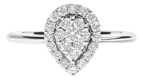 10K White Gold 3/8 Cttw Round-Cut Lab Grown Diamond Cluster Pear Promise Ring (G-H Color, VS2-SI1 Cl