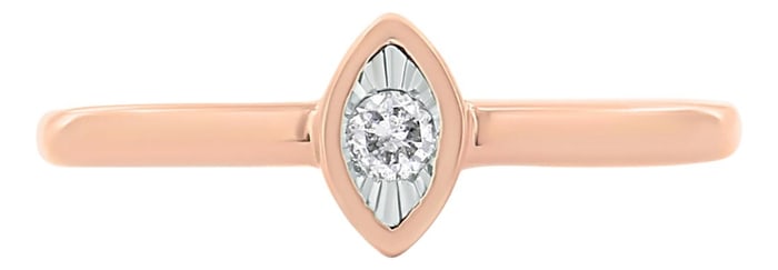 14K Rose Gold Plated .925 Sterling Silver Miracle Set Diamond Accent Pear Shape Promise Ring (J-K Co