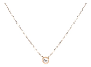 2 Micron 14K Rose Gold Plated Sterling Silver Bezel-Set Diamond Solitaire Pendant Necklace (1/3 cttw