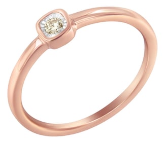 14K Rose Gold Plated .925 Sterling Silver 1/20 Carat Diamond Square Cushion-Shaped Miracle Set Petit