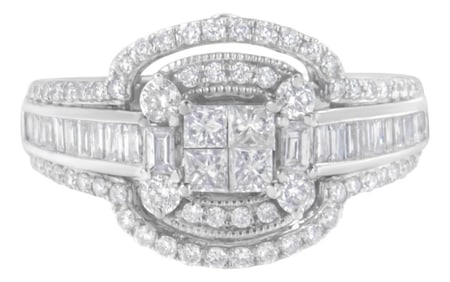 14KT White Gold Diamond Cocktail Ring (1 1/4 cttw, H-I Color, SI2-I1 Clarity)