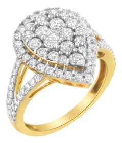 2 Micron Yellow Plated Sterling Silver Diamond Cluster Ring (1 1/2 cttw, J-K Color, I1-I2 Clarity) S