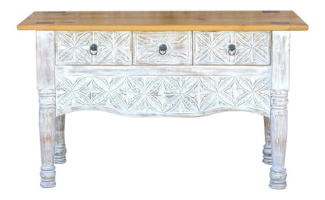 Whitewash Spanish Colonial Nahuala Console Table