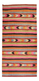 Bright Vintage Kilim Wide Runner, 4'9'' X 10'6''