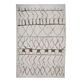 Early 21st Century Beige & Brown 21st Century Modern Moroccan Style Wool Rug 9'8" X 14'4"