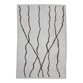 Early 21st Century Beige & Brown 21st Century Modern Moroccan Style Wool Rug 9' X 12'9"