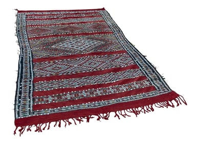 1960s Authentic Moroccan Ethnic Rug With Sequins North Africa, Handira