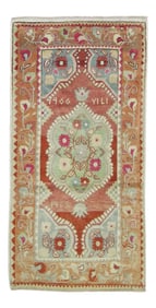 Vintage Turkish Oushak Wool Rug - 2'10'' X 5'2''