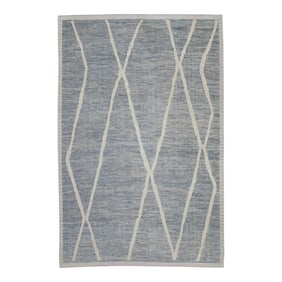 Early 21st Century Gray & Blue 21st Century Modern Moroccan Style Wool Rug 8'11" X 12'10"